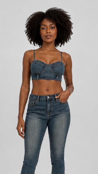 Stass Denim Bustier Top
