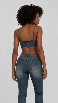 Stass Denim Bustier Top