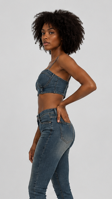 Stass Denim Bustier Top