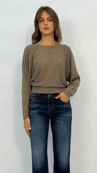 Krista Taupe Back Cutout Top
