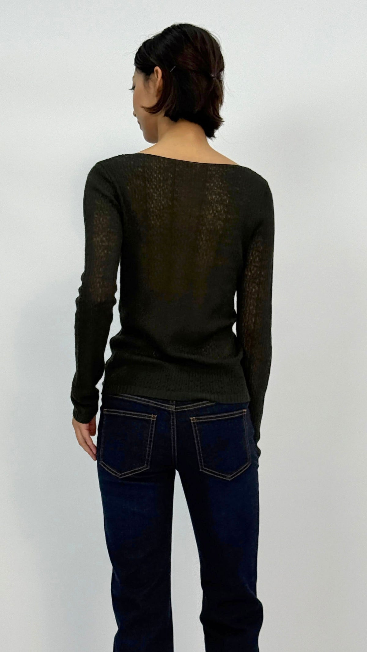 Dark Olive Boat Neck Long Sleeve Top