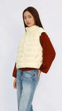 Apricot Cropped Down Vest