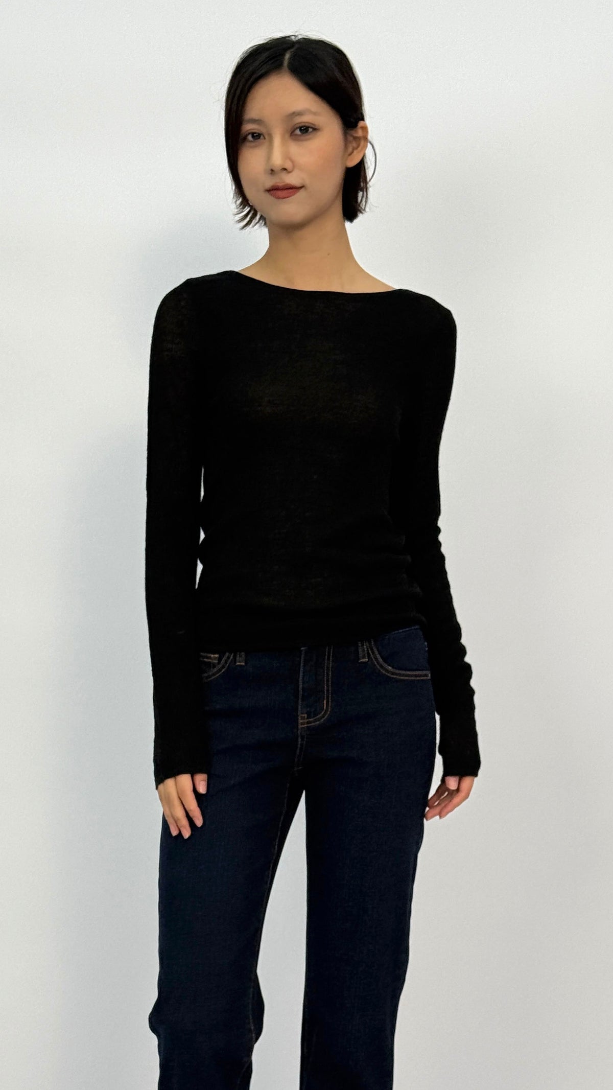 Eleana Black Boatneck Top