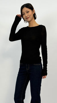 Eleana Black Boatneck Top