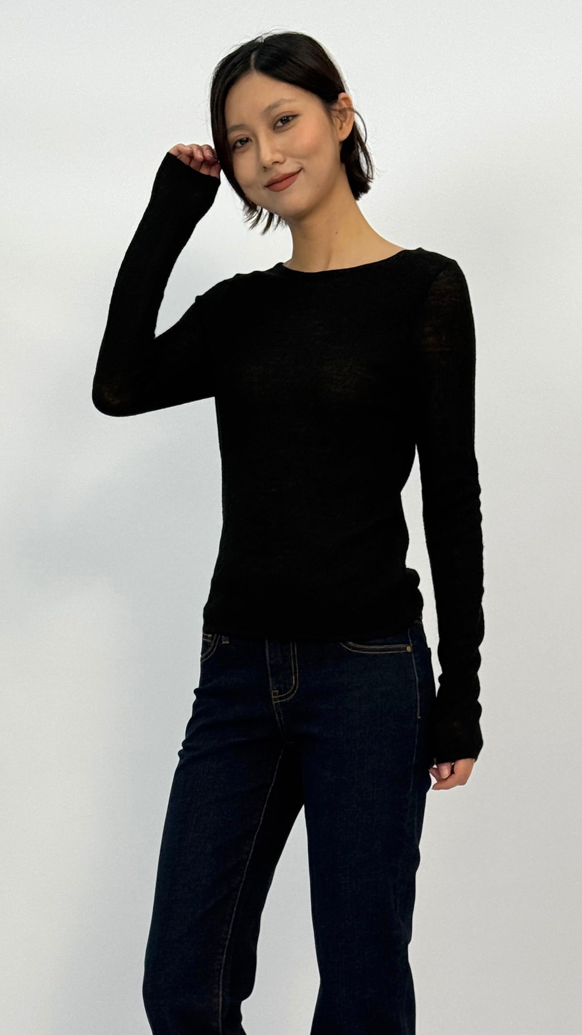 Eleana Black Boatneck Top