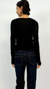 Eleana Black Boatneck Top