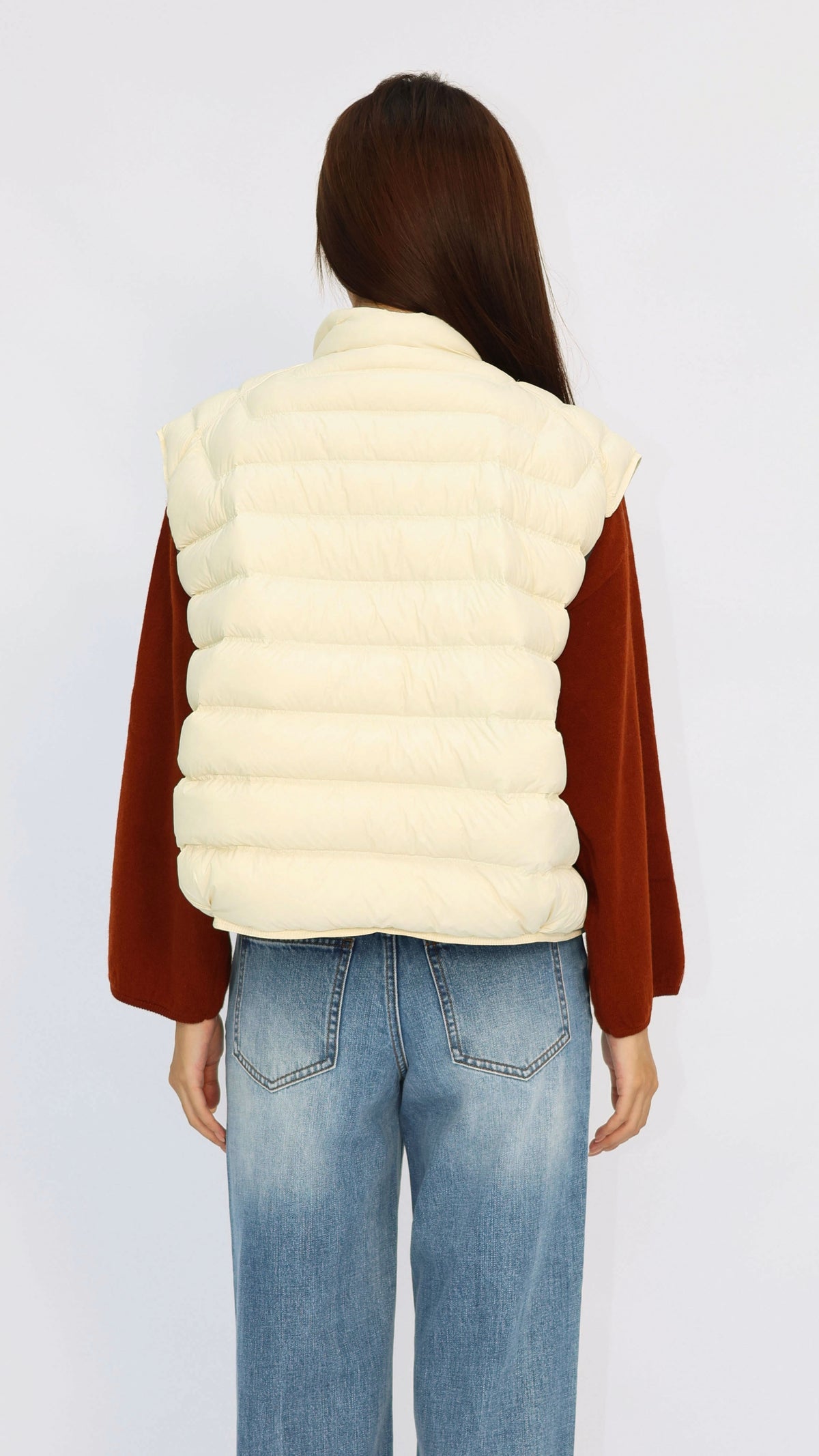 Apricot Cropped Down Vest