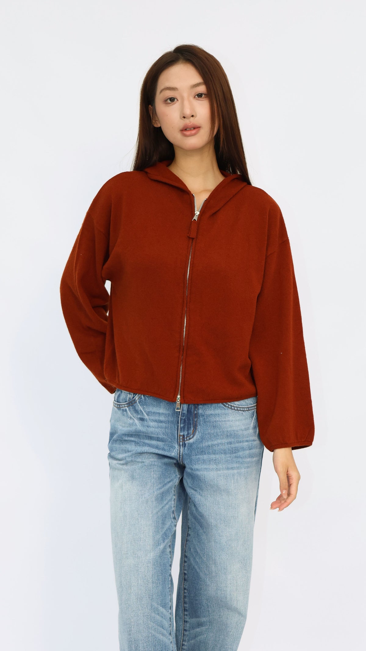 Dixie Rust Hooded Cropped Sweater