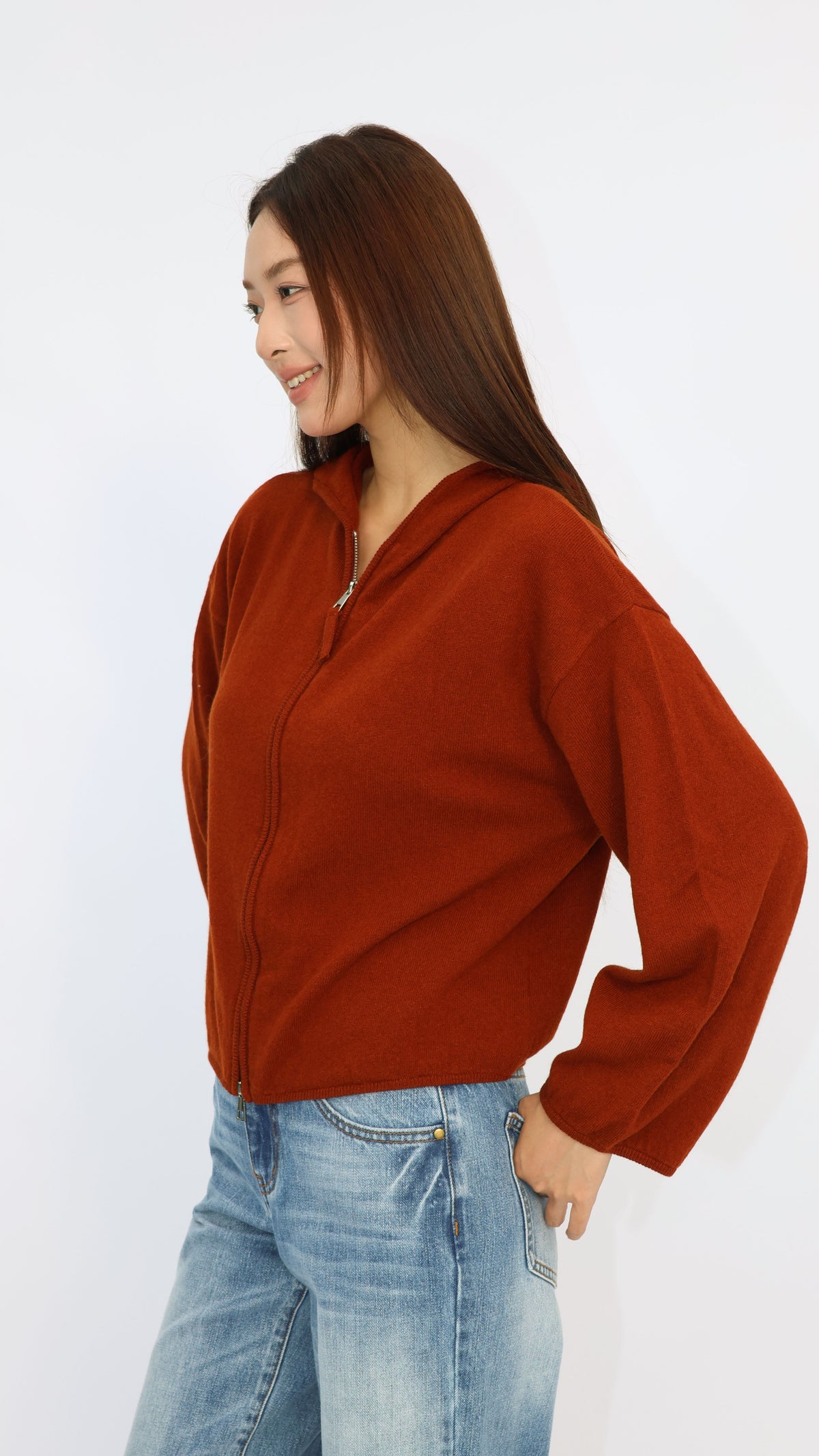 Dixie Rust Hooded Cropped Sweater
