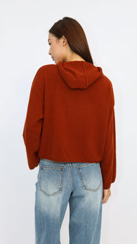 Dixie Rust Hooded Cropped Sweater