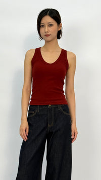 Jennie Burgundy Ribbed Tank