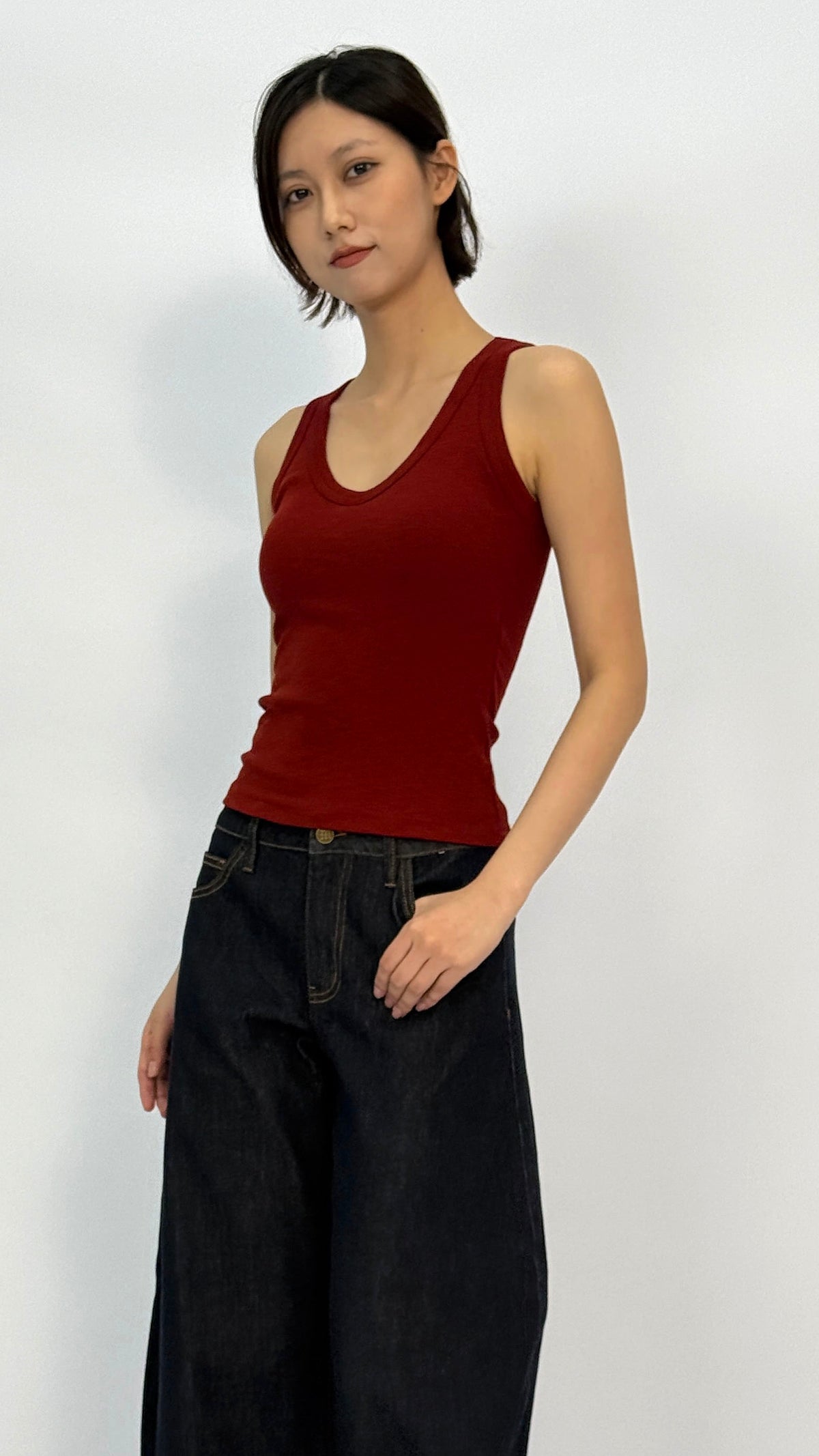 Jennie Burgundy Ribbed Tank