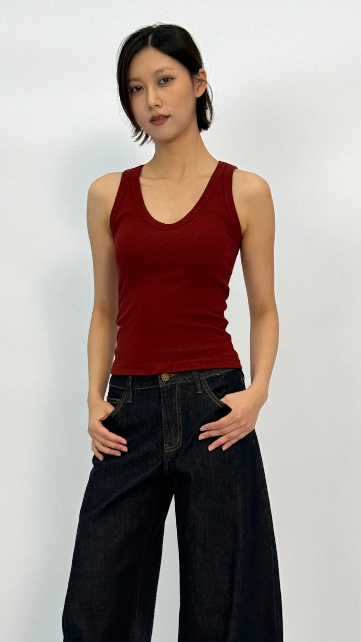 Jennie Burgundy Ribbed Tank