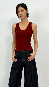 Jennie Burgundy Ribbed Tank