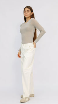 White Front Seam Baggy Jeans