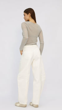 White Front Seam Baggy Jeans