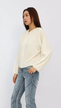 Dixie Off-White Hooded Cropped Sweater