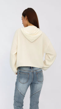 Dixie Off-White Hooded Cropped Sweater