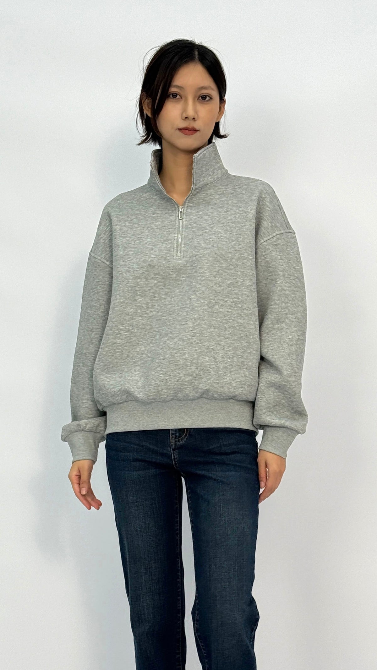 Tiff Heather Grey Quarter-Zip Sweatshirt