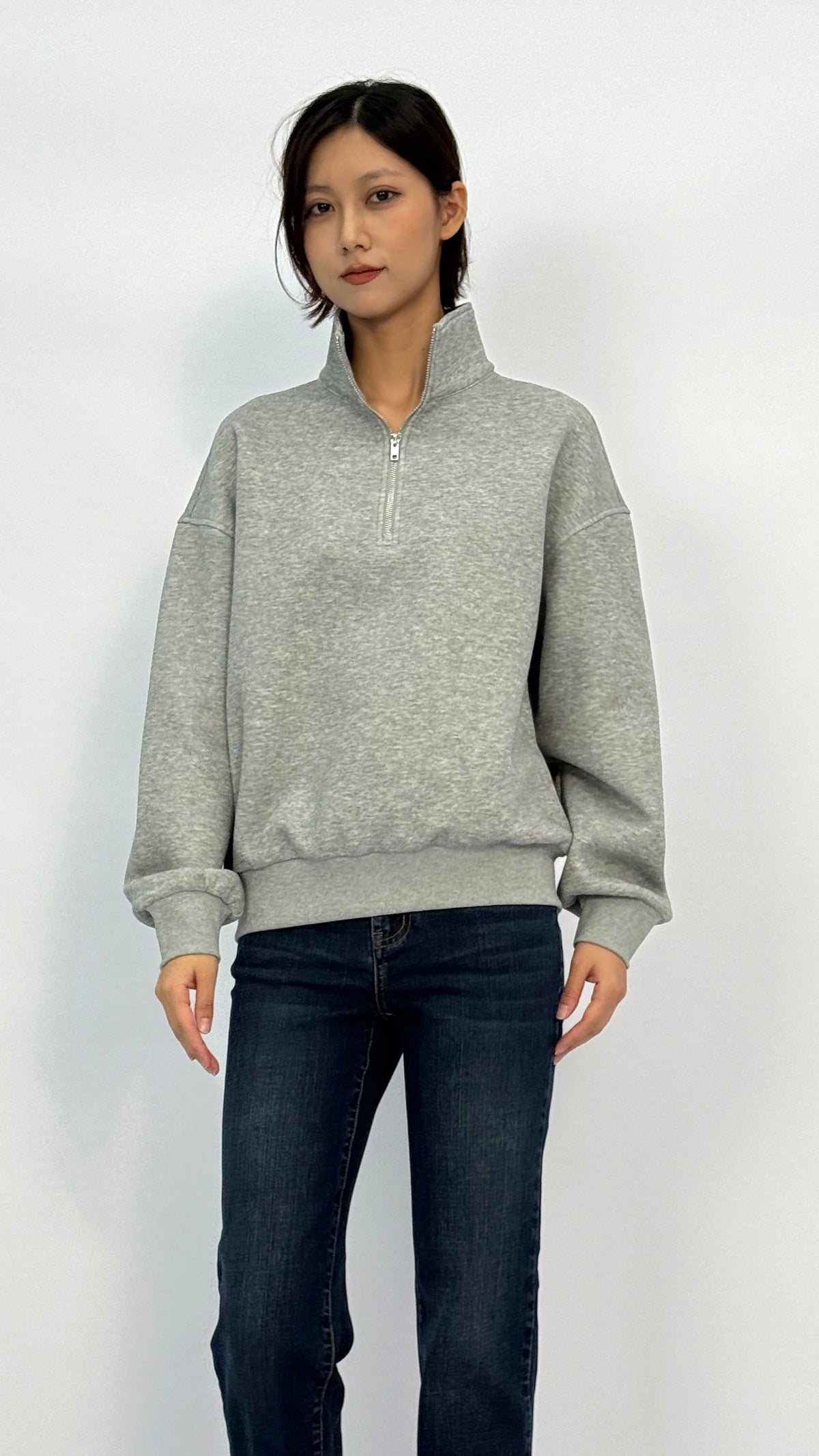 Tiff Heather Grey Quarter-Zip Sweatshirt