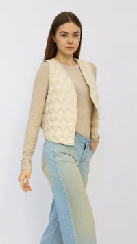 Cream Cropped Quilted Vest