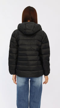 Black Basic Hooded Goose Down Jacket