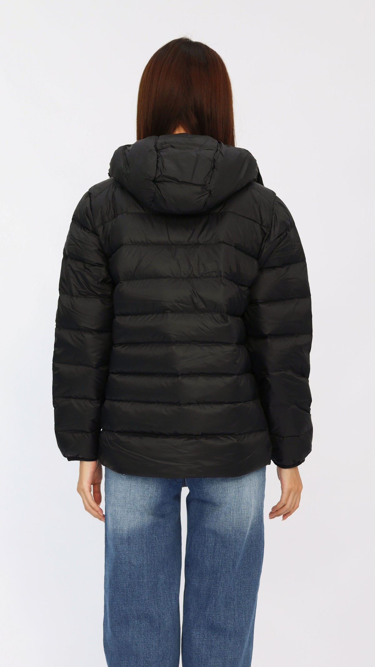 Black Basic Hooded Goose Down Jacket