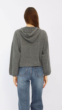 Dixie Heather Grey Hooded Cropped Sweater