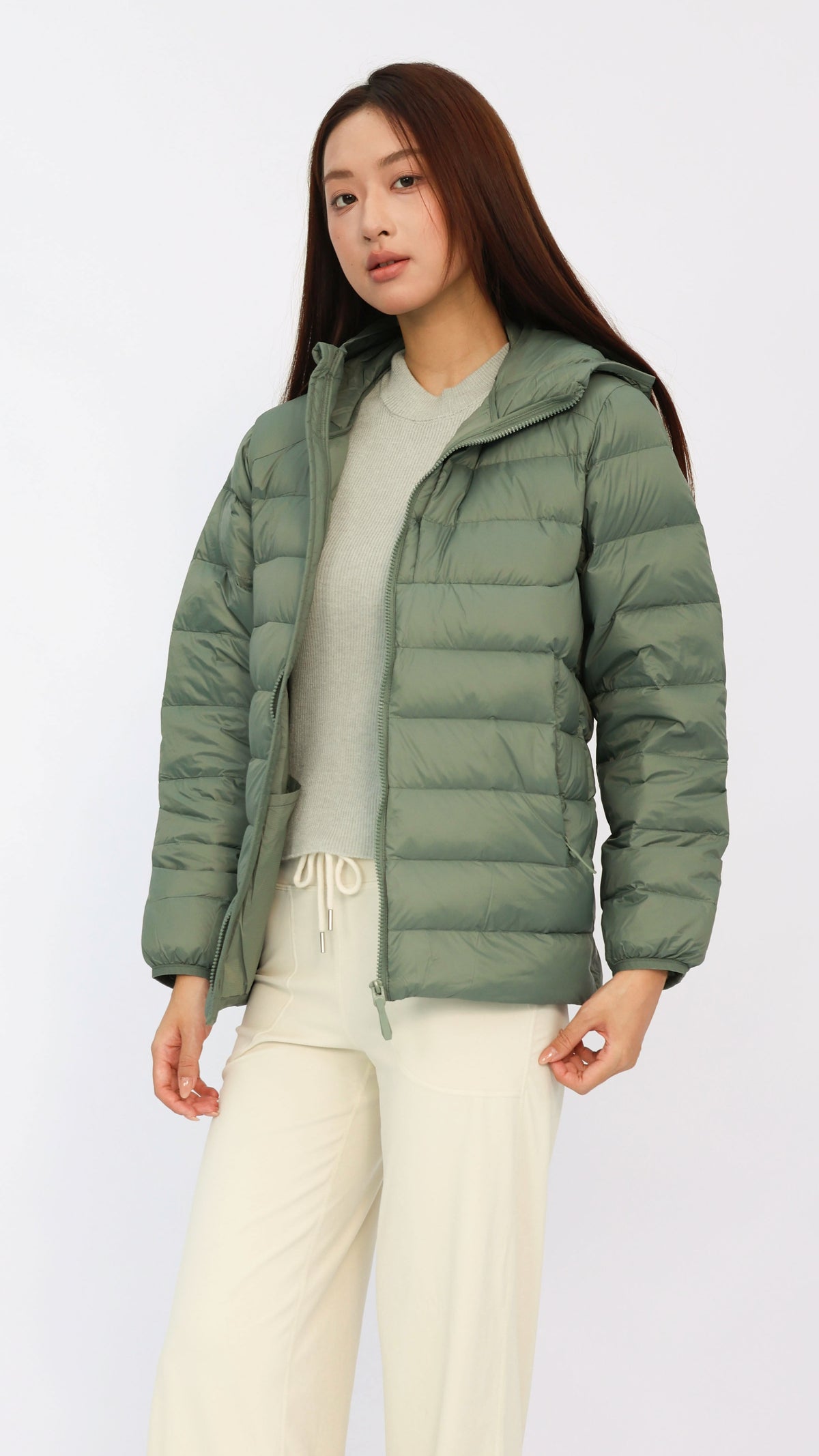 Hanna Green Hooded Goose Down Jacket