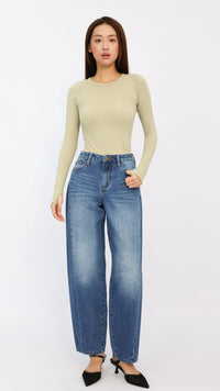 Medium Wash Mid-Waisted Barrel Jeans