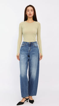 Medium Wash Mid-Waisted Barrel Jeans