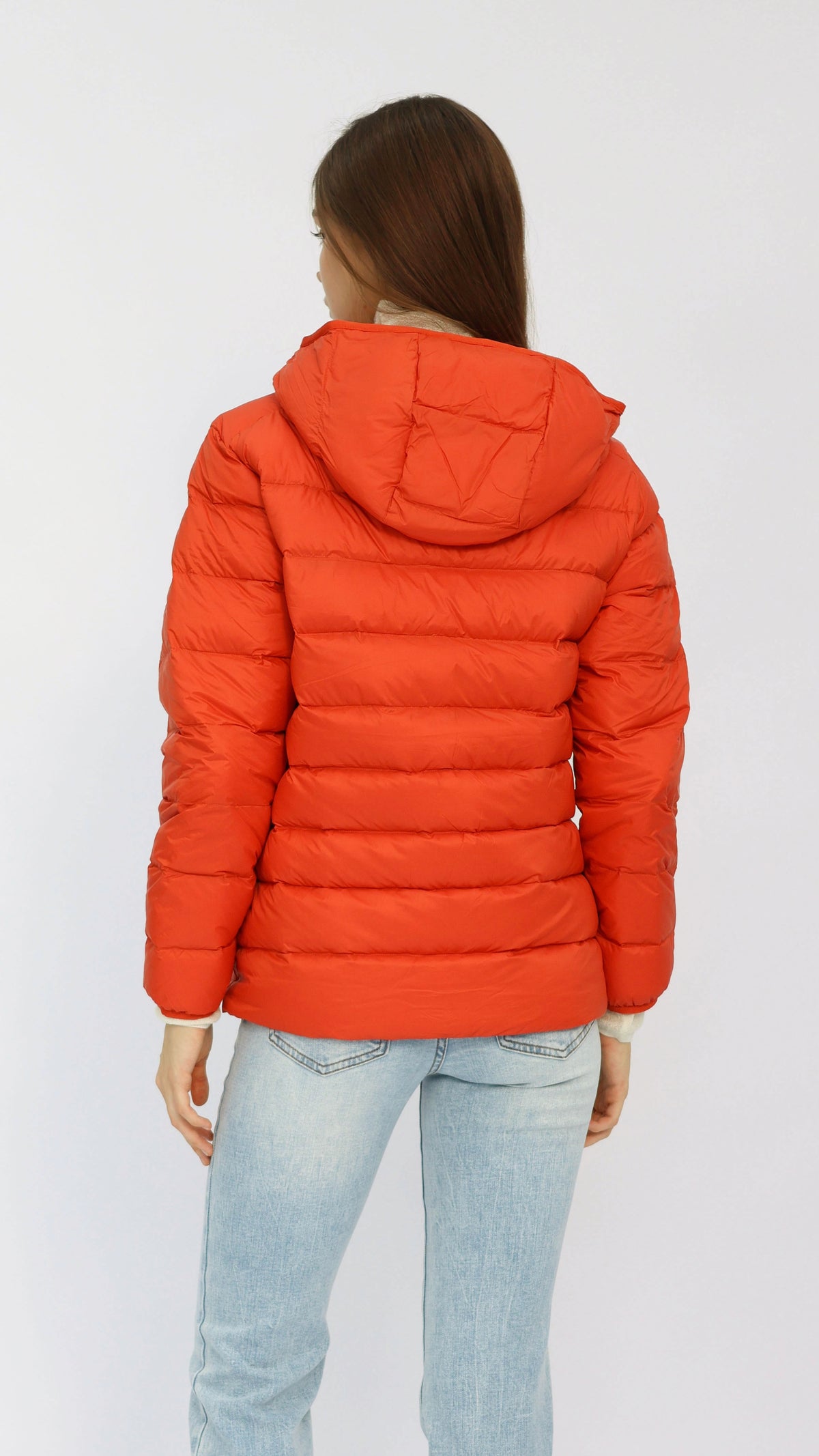Hanna Orange Hooded Goose Down Jacket