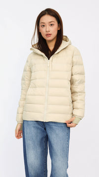 Hanna Cream Hooded Goose Down Jacket