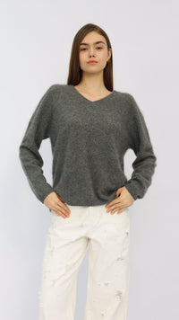 Eve Grey V-Neck Sweater