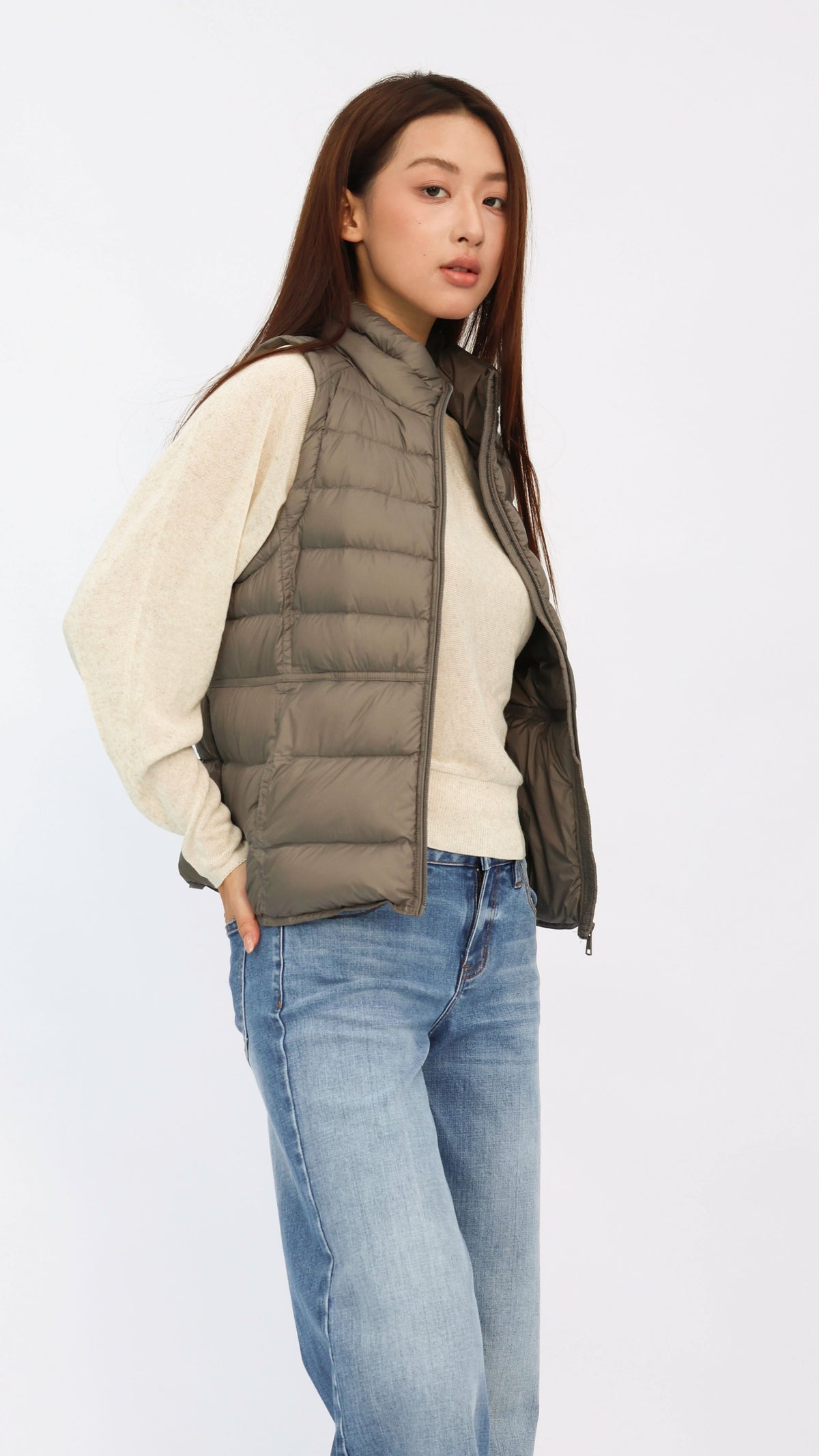 Gaia Brown Fitted Waist Down Vest