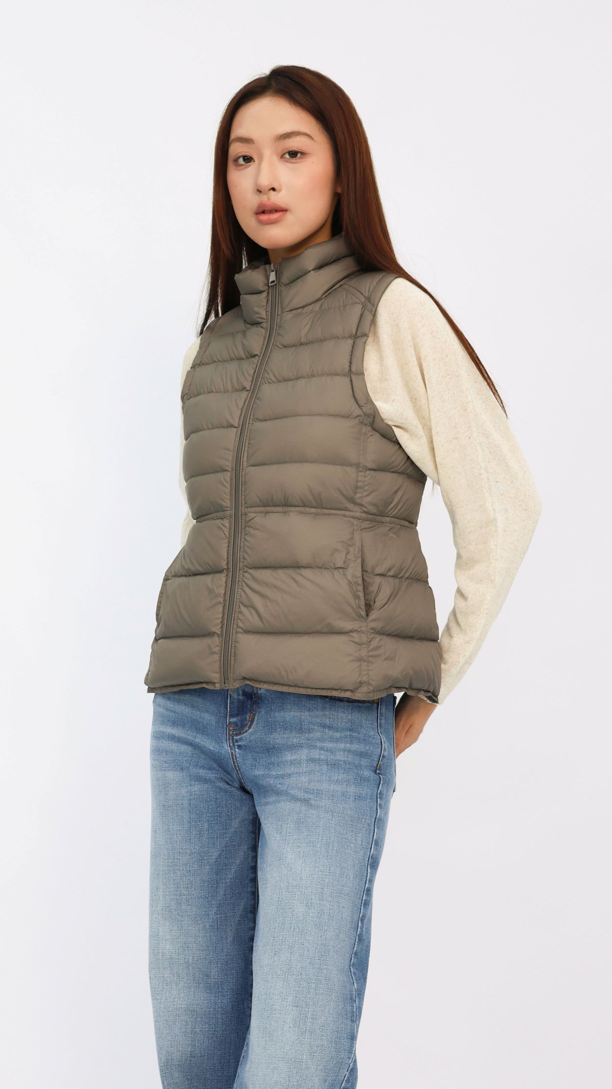 Gaia Brown Fitted Waist Down Vest