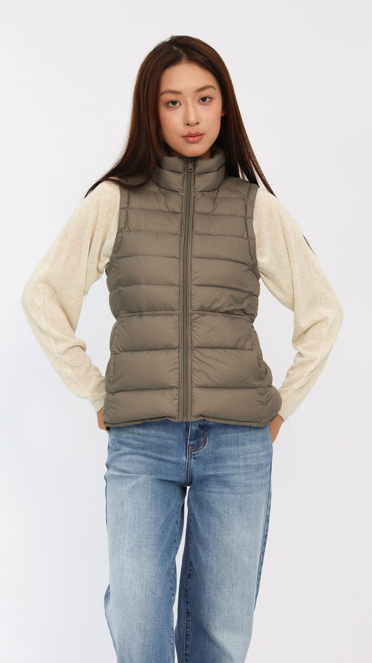 Gaia Brown Fitted Waist Down Vest