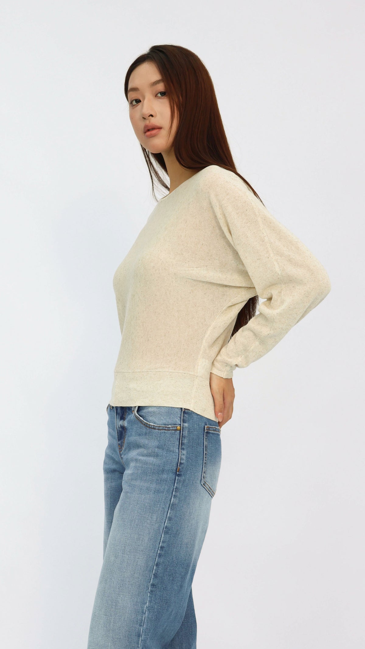 Krista Oatmeal Back Cutout Top