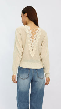 Krista Oatmeal Back Cutout Top