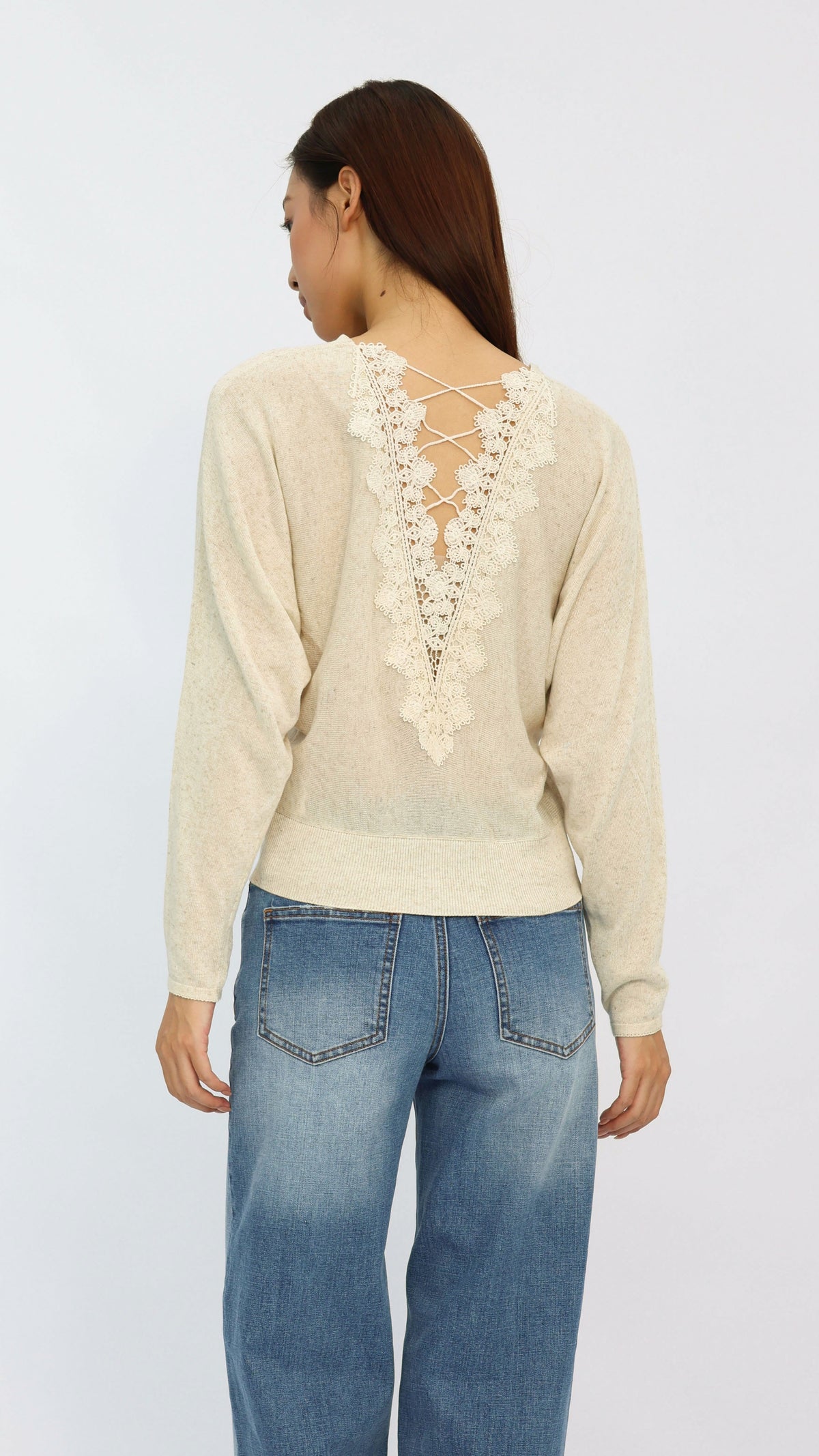 Krista Oatmeal Back Cutout Top
