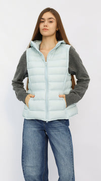 Baby Blue Hooded Down Vest