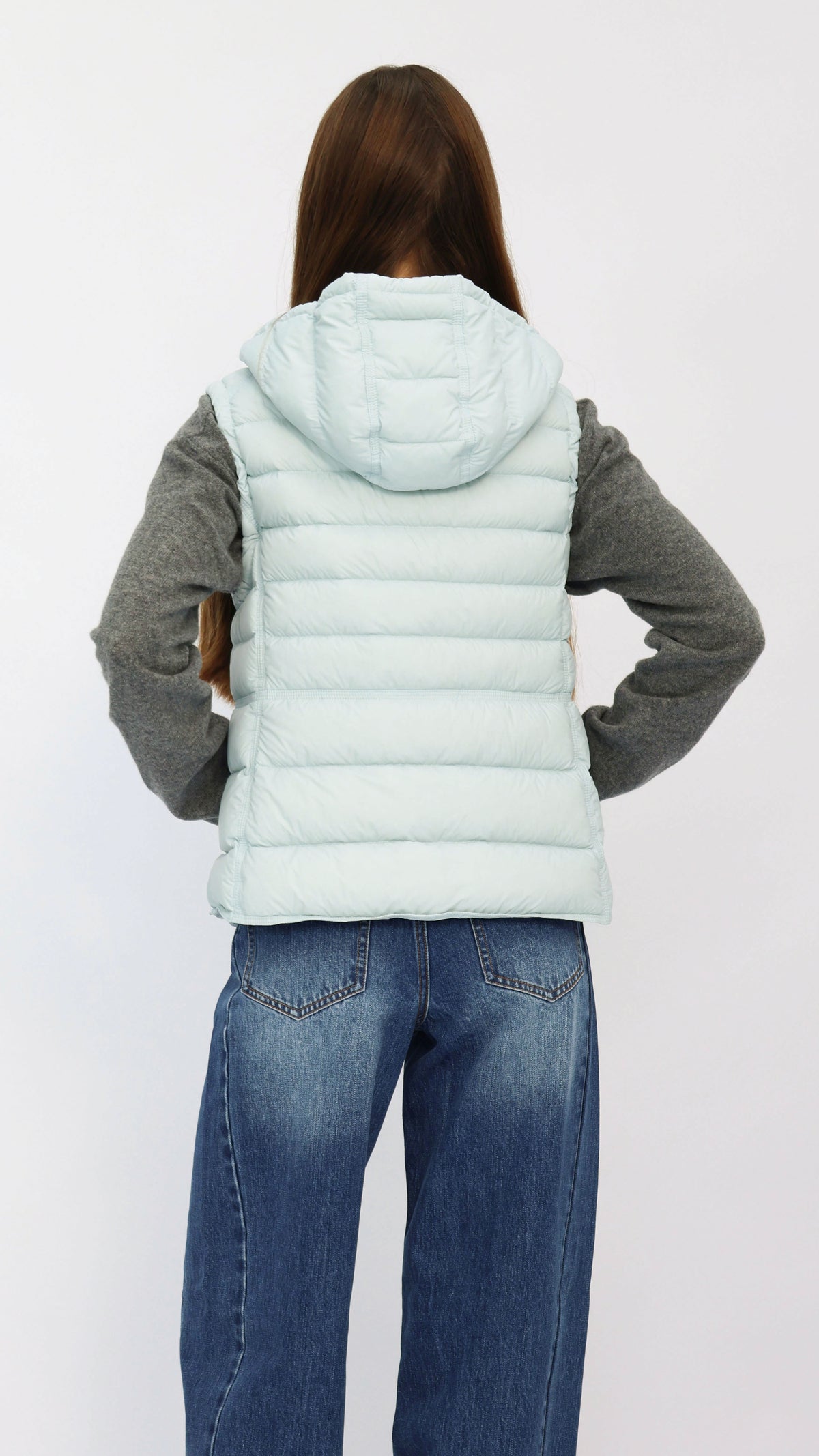 Baby Blue Hooded Down Vest