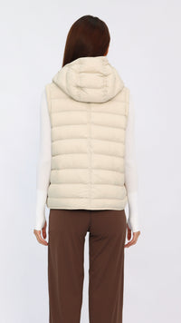 Beige Hooded Cropped Down Vest