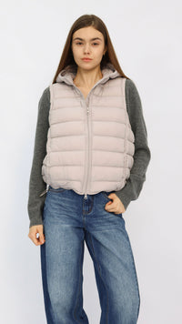 Lilac Hooded Cropped Down Vest