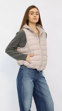 Lilac Hooded Cropped Down Vest
