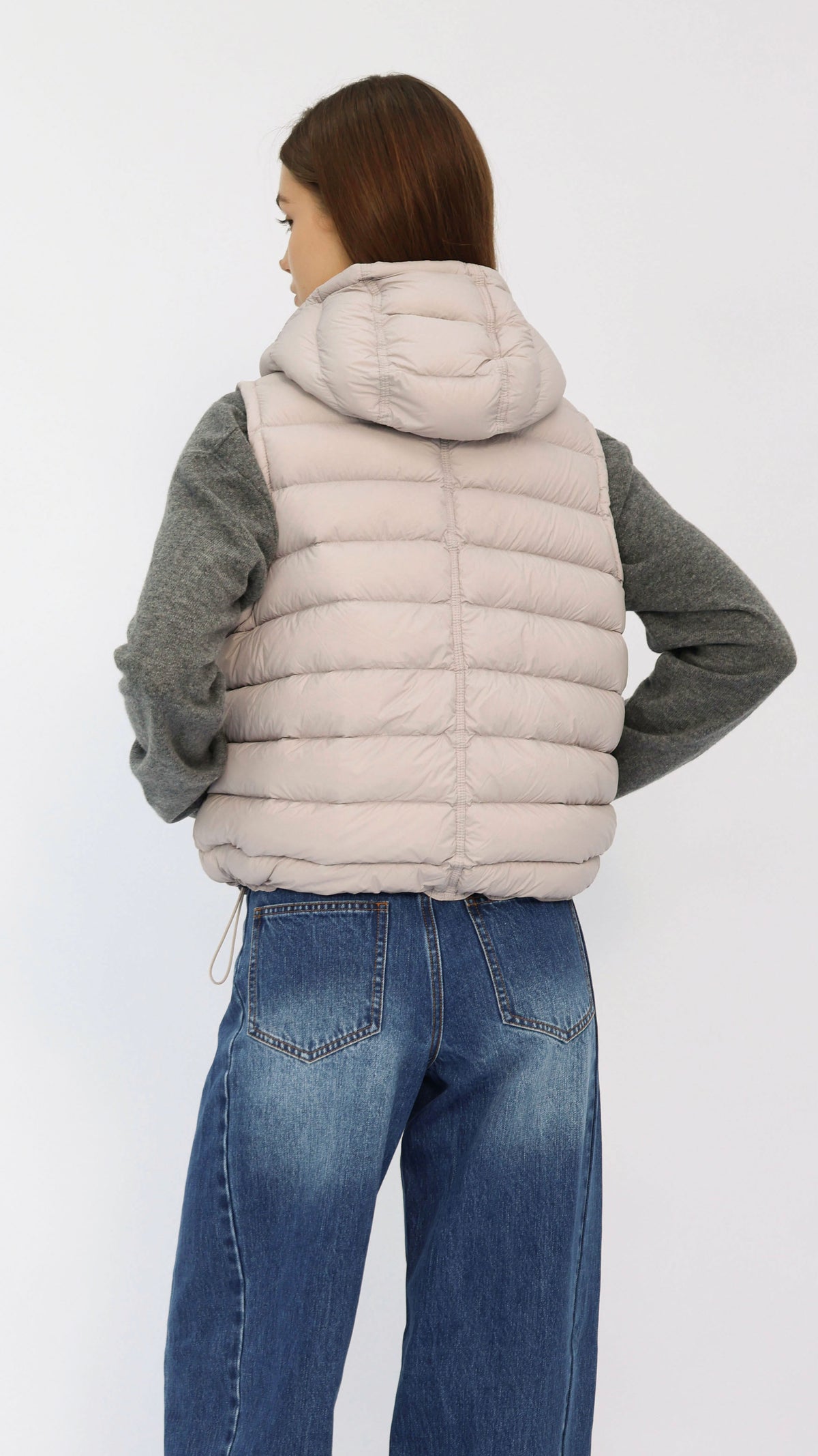 Lilac Hooded Cropped Down Vest