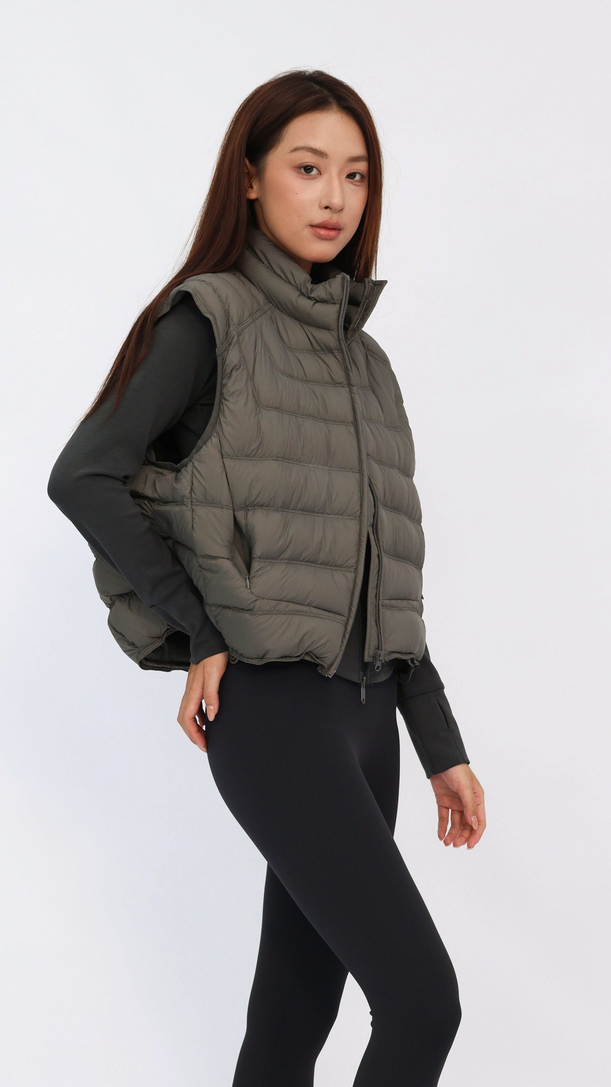 Taupe Cropped Down Vest
