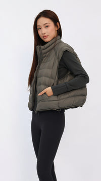 Taupe Cropped Down Vest