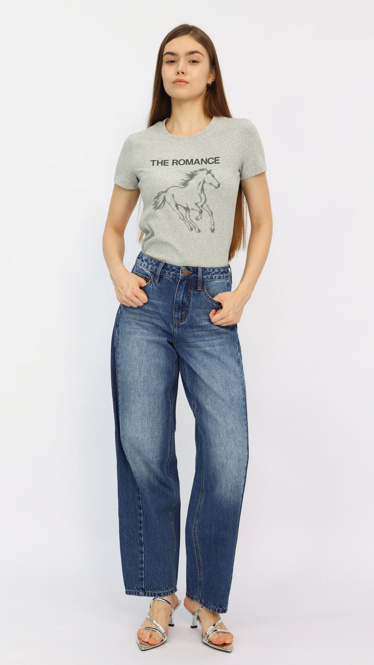 Dark Wash High Waisted Barrel Jeans