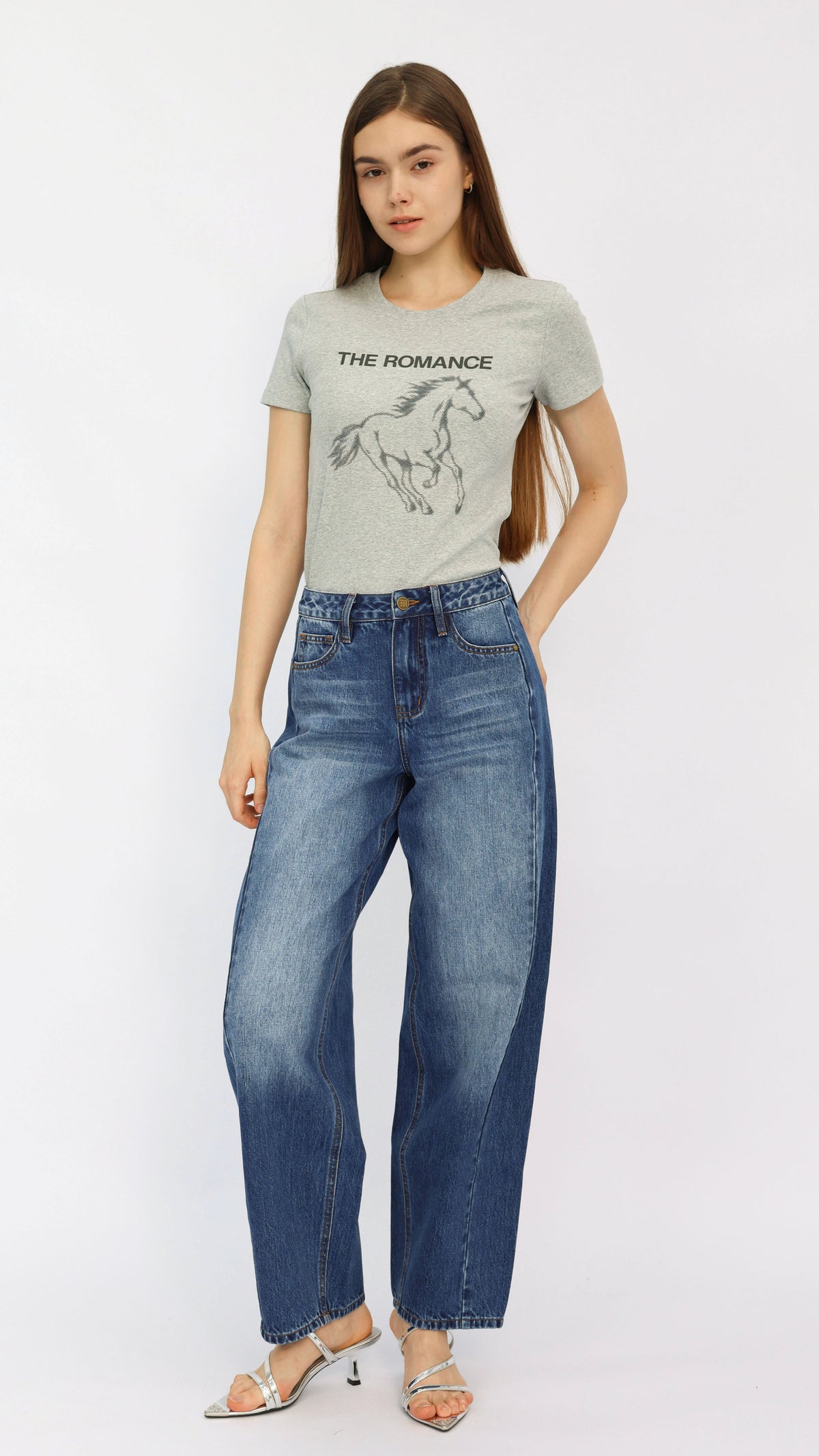Dark Wash High Waisted Barrel Jeans
